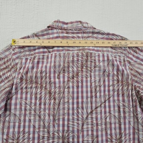 Tasso Elba Short Sleeve Shirt Men's XXL Blue Red Hawaiian Tropical Print EUC LN - Picture 13 of 16